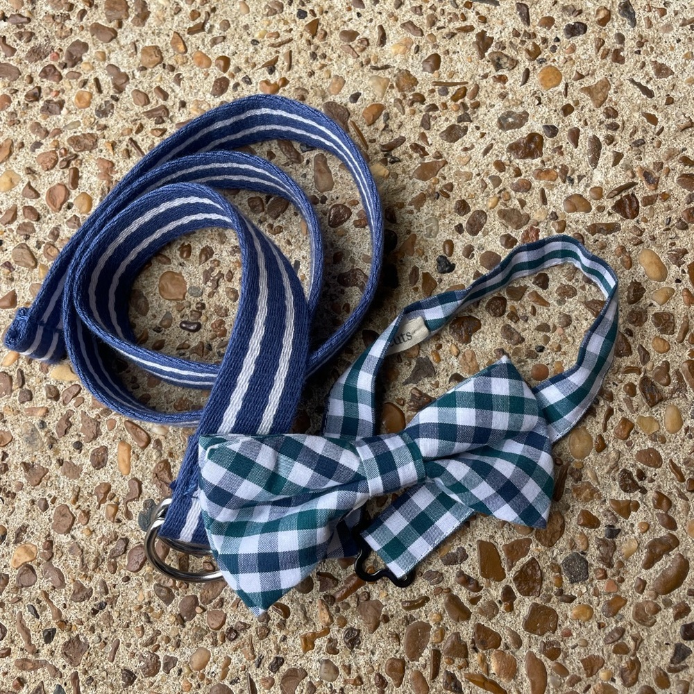 Bow tie & belt - blues/ greens Crewcuts